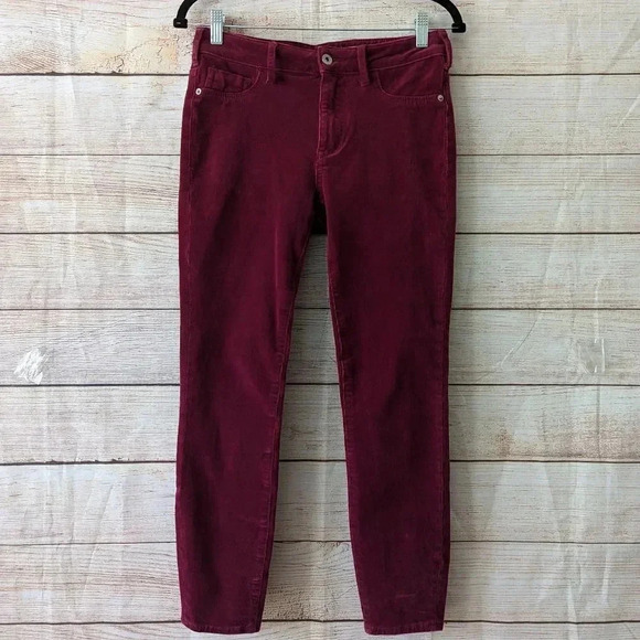 Pilcro & The Letterpress Size 27 High Rise Skinny Ankle Corduroy Pants Maroon - Picture 11 of 11